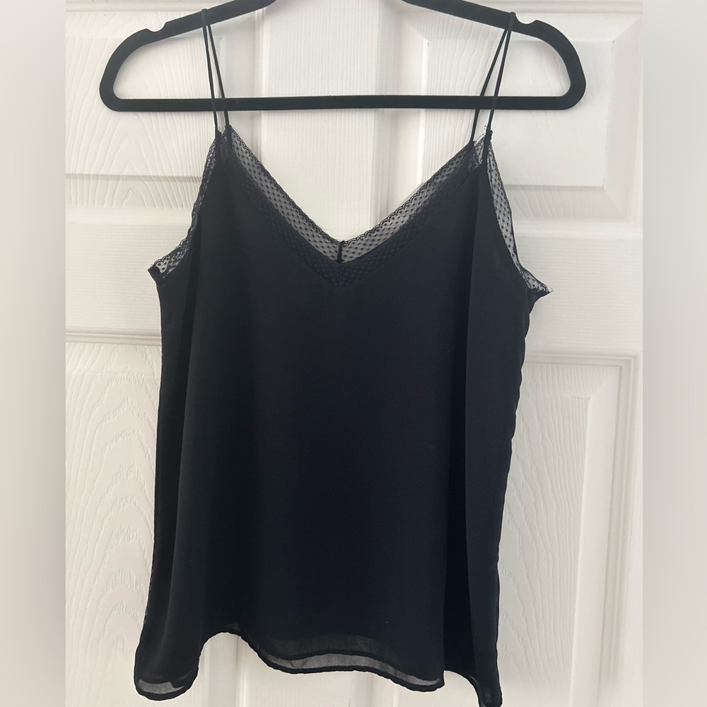 Zara Black Top Lace Trim Size XS